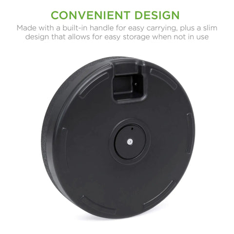 Fillable Round Sunburst Umbrella Base Stand With 55 Pound Weight Capacity, Plastic Patio Pole Holder For Outdoor Lawn Use, Water Or Sand Fill