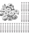 25 Sets Furniture Cam Lock Fasteners And Connecting Dowels 50 Pieces In Clear Storage Box for Cabinet Building and DIY Woodworking