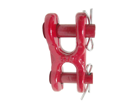 Twin Double Clevis Three Eighths Grade 70 Red Powder Coated Lifting Hardware Pack Of Six for chain link repair and field rigging