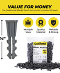 Ribbed Plastic Drywall Anchors For Secure Wall Fastening In Drywall Projects Bulk Pack Of Expandable Split Body Anchors For Drywall Size Six To Eight By Seven Eighths Inch Easy To Install With No Spinning