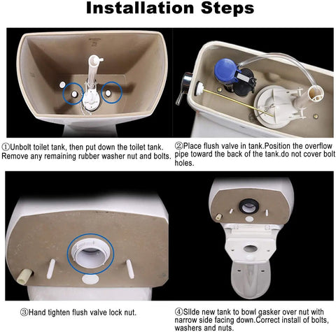 Installation steps for 3 Inch Flush Valve Replacement Kit With Gasket And Bolts For 2 Piece Toilets No Fuss Easy Install Durable Seal Fits Standard Tank Replaces Leaks And Wobble Flushing