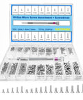 Premium 500 Piece Micro Screws Assortment Kit With M1.2 M1.4 M2 Tiny Fasteners Inside Hella Slick Labeled Case.