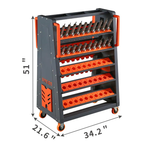 Beefy Shop Cnc Tool Rack Featuring Multifunctional Cat40 Tool Holder And Slick Dark Grey Coating For Heavy Duty Industrial Organization And Rapid Tool Swap Operations