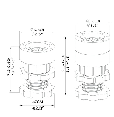 Heavy Duty Adjustable Leveling Feet For Washers Dryers And Fridges With Grippy Rubber Pads That Shut Out Moisture Guard Floors And Make Quick Tidy Ups A Total Breeze Solid Four Pack, detailed dimensions and designs.