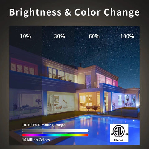 Modern house with 4 Pack 4 Inch RGB LED Recessed Downlights With J Box 10W 800LM Dimmable Lit Color Changing Smart Control