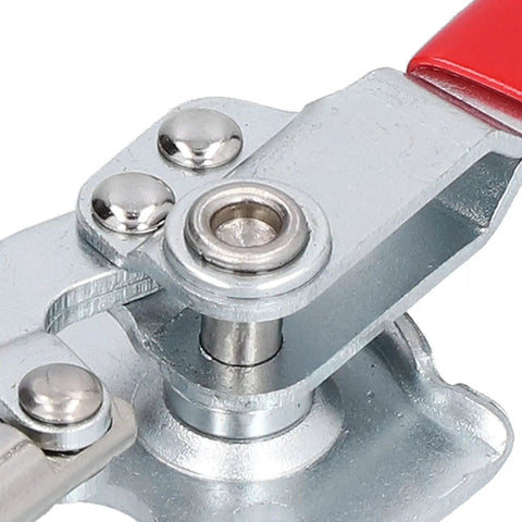 Heavy Duty Adjustable Toggle Clamp With Push Pull Action And Quick Release For Woodworking Welding And DIY Projects Jigs And Home Decor With Pro Grade Reliability And Easy One Hand Operation, close-up metal latch