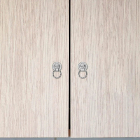 Vintage Flower Drawer Pulls, 4-Piece Set, 36mm Antique White Nickel Finish on light wooden cabinet doors