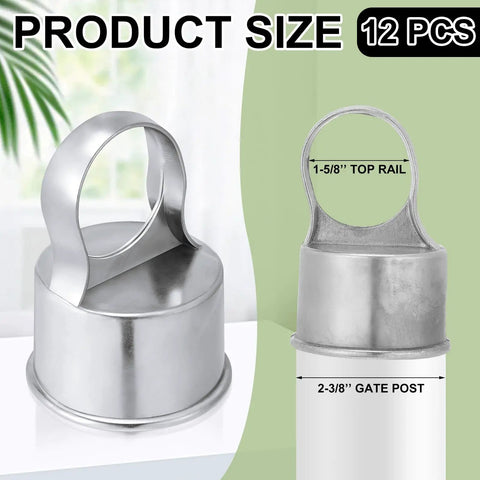 12 Pack Chain Link Fence Ring Caps For 2-3/8 Inch OD Posts And 2-1/2 Inch Aluminum Eye Top Rails With 1-5/8 Inch Loop