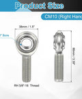 Heavy-Duty Rod End Bearing 5/8 Inch Bore 5/8-18 UNF Right Hand Thread 1045 Steel Housing With Jam Nut For Smooth Motion In Mechanical Linkages And Angular Misalignment Up To 13 Degrees, front and side view