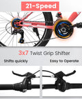 3x7 twist grip shifter on a 24 Inch Female Mountain Bike With Dual V Brakes 21 Speed Shifter High Carbon Frame And Front Suspension Fork