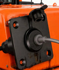 Beefy Metal Electrical Outlet With Slick Ergonomic Plug Design No Sweat Easy Install For Camping Rv Satellites And Mobile Living Spaces Dependable Five Amp Power Rig mounted on orange machine.