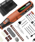 Cordless 4V Rotary Tool Kit With All In One 64 Piece Accessory Set 2500mAh LiIon Battery Five Speed Dial in Bright Orange Case