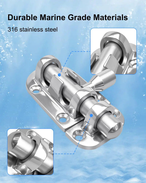 Marine Grade 316 Stainless Steel Heavy Duty Slide Barrel Bolt Locker Latch Built Tough For Boat Hatch Yacht Window RV Cabinet Storage Locker Door Lock Two And Three Eighths Inch