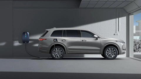 Level 2 EV Charger 40 Amp Fast Home Charging With Battery Health And Battery Life Monitoring in use with SUV in garage.