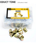 Two Hundred Pcs 10 32 Rivet Nuts Kit With Yellow Zinc Carbon Steel Flat Head Knurled Rivet Nuts For Wood And Metal Nutsert Rivnuts