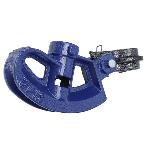 Heavy Duty Manual Steel Pipe Bender in blue color, carbon steel construction for 90 to 180 degree bends, portable for electricians and DIY pros.