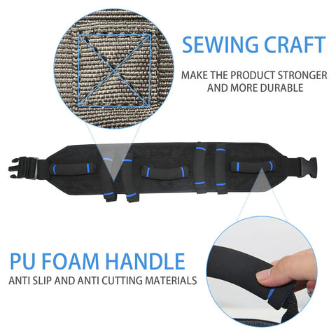 Detailed view of All In One Gait Belt For Seniors With Seven Handles For Safe Patient Transfers Grab And Go Quick Release Buckle.