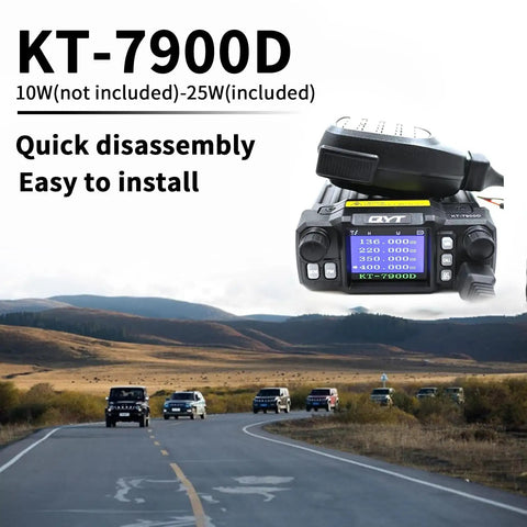 High Power Quad Band Mobile Ham Radio 25W VHF 136-174MHz And 20W UHF 400-480MHz with disassembly and install features