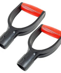 2 Pack Red D Grip Shovel Handles For 1-1/4 Inch Shovels, Plastic Replacement Grips With 32mm Inner Diameter, Easy Screw-On Install