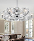 HomeStock Sonome Ch33-Inch Fandelier with Crystal Accents and Remote Control Ceiling Fan in modern living room setting.