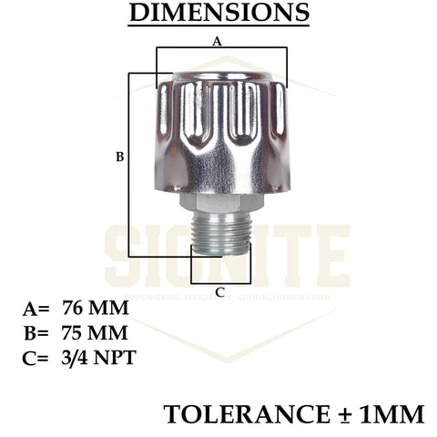 Heavy Duty Hydraulic Breather Cap Three Quarter Inch NPT With 40 Micron Filtration dimensions diagram with 3/4 NPT size