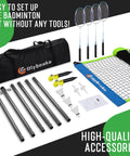 Outdoor Badminton Net Set For Backyard And Beach Play With A Dope 20 Foot Long 3 Foot High Anti Sag Net Four Aluminum Rackets Three Shuttlecocks Carry Bag Easy Setup And Portable Family Fun Kit