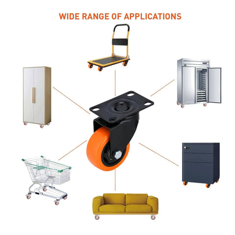 3 Inch Heavy Duty Swivel Caster Wheels Industrial Plate Caster Set Of 4 Without Brakes 1000 Lb Load Capacity Quiet Rolling for various furniture and appliances.