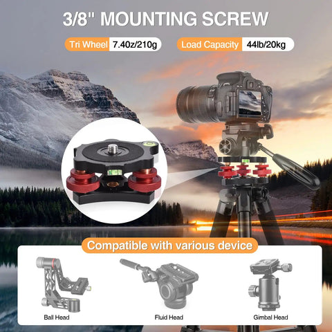 Tripod Leveling Base with Camera Head Leveler for Seestar S50 Seestar30 on tripod with DSLR in scenic background