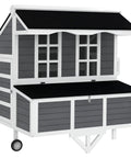 Mobile 43 Inch Chicken Coop With Wheels For Easy Relocation, Nesting Box, Perches, Windows, And Pull Out Tray, Backyard Friendly