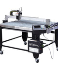 4x4 CNC Plasma Table Kit With 60 Amp Cutter, Machine Torch And HD Consumables shown on wheels with control panel