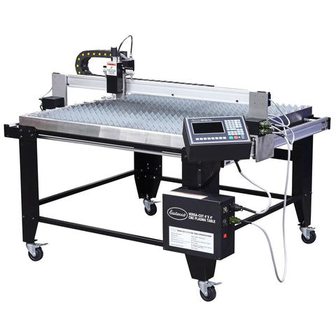 4x4 CNC Plasma Table Kit With 60 Amp Cutter, Machine Torch And HD Consumables shown on wheels with control panel