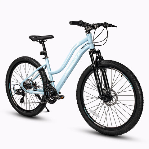 womens 26 inch bicycle Mountain Bike With Shimano 21 Speed Rear Derailleur Twist Grip Shifter Dual Disc Brakes Lockout Suspension Fork Steel Frame Two Point This bike is sure Over-70lb Deuter Aircontact Lite 65+10 Size:7/8 weight