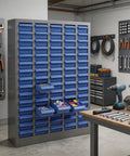 Heavy Duty 75 Drawer Parts Cabinet With Stainless Steel Frame And ABS Drawers, Bolt Bin Organizer for garage workshop.