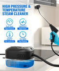 No Frills Steam Cleaner With Ten Second Rapid Heat And One Point Two Liter Tank, 2500W power, 3.5 Bar pressure, handheld use.