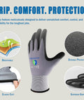 Promedix nitrile coated work gloves with MicroFoam grip, seamless knit nylon, snug fit, medium size M 12, abrasion resistant.