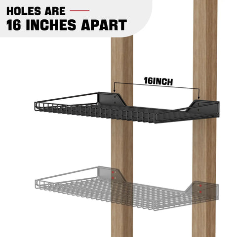 Heavy-Duty Wall Mounted Garage Shelves 2 Pack Metal Storage Racks Black 23.5 By 12 Inches Durable Powder-Coated Steel Shelves Space Saving Organizer for Workshop Shed and Shop