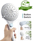 Hand holding high pressure handheld shower head with 12 functions and 96 inch hose for quick pet bathing, chrome finish.