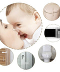 Tot Smart Baby Proofing Cabinet Locks And Tough As Nails Child Safety Drawer Latches on fridge and bathroom, showcasing safety uses.