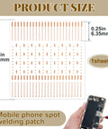 PCB Trace Repair Kit With 208 Red Copper Solder Pads For Mobile Phone Circuits 1 sheet dimensions 28.2mm x 6.35mm