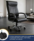 2-Inch Swivel Stem Caster Wheels Set, 4-Piece Workhorse With M10x15mm Threaded Rod displayed on a black office chair