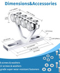 Dimensions diagram of 8 Wheel Heavy Duty Hoist Trolley Kit For Unistrut One And Five Eighths Inch Channels with accessories