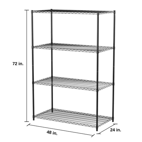 Heavy Duty Real Deal Adjustable Wire Shelving Rack With Seriously Tough 3200 Lb Capacity For Kitchen Garage And Laundry Setup Built Like A Tank Nsf Certified Black 48x24x72in