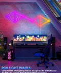 RGBW LED Wall Light Panels With WiFi Control Hexagon And Line Kit for gaming setup, living room, and bedroom vibe, 18 panels pack