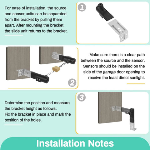 Installation guide for Garage Door Sensor Replacement Kit For Genie And Overhead Openers Made After 1993, showing wiring steps.