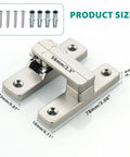 90 180 Degree Flip Door Lock Latch With Nighttime Glow for Interior and Exterior Gates shown with dimensions and screws included.