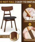 Brown Chair Leg Socks Protectors For Hardwood Floors No Slip Grip Easy To Put On Fits Round And Square Legs Bar Stool Leg Covers And Furniture Pads 48 Or 80 Count shown in use with installation steps.