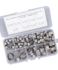 Durable 70Pcs Single Ear Hose Clamp Kit Made From Premium 304 Stainless Steel For Secure Plumbing and Automotive Repairs That Are Built To Last And Handle Any Job With Ease., 70-piece 304 stainless steel single ear hose clamp kit in storage case