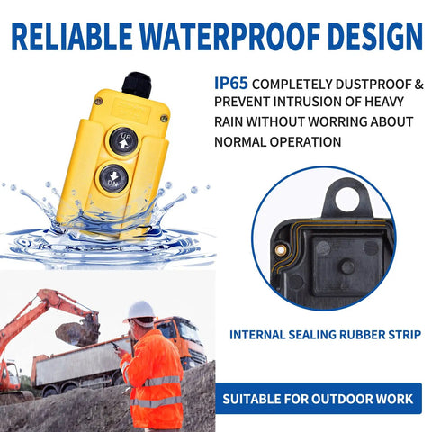 3 Wire Dump Trailer Remote Control Switch 12V for single acting hydraulic pumps in waterproof design with IP65 rating