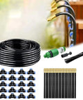 Greenhouse Drip Irrigation Kit With 20 Brass 360 Degree Adjustable Nozzles, 65 Ft 1/2 Inch Tubing, Misting System components