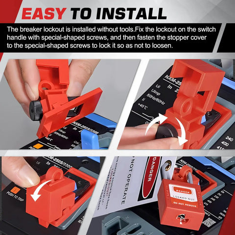 Lockout Tagout Kit With Twelve Piece Single Pole Breaker Lockout Devices Nylon Clamp On Lockout Locks for Loto Stations installation
